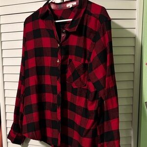 Maurices Red and Black Checkered Top